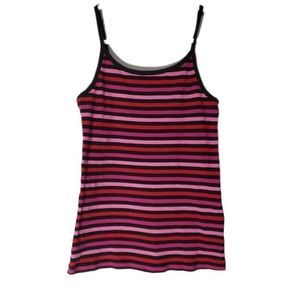 Women's Faded Glory Red, Black, Pink striped Tank Top Size M 8/10